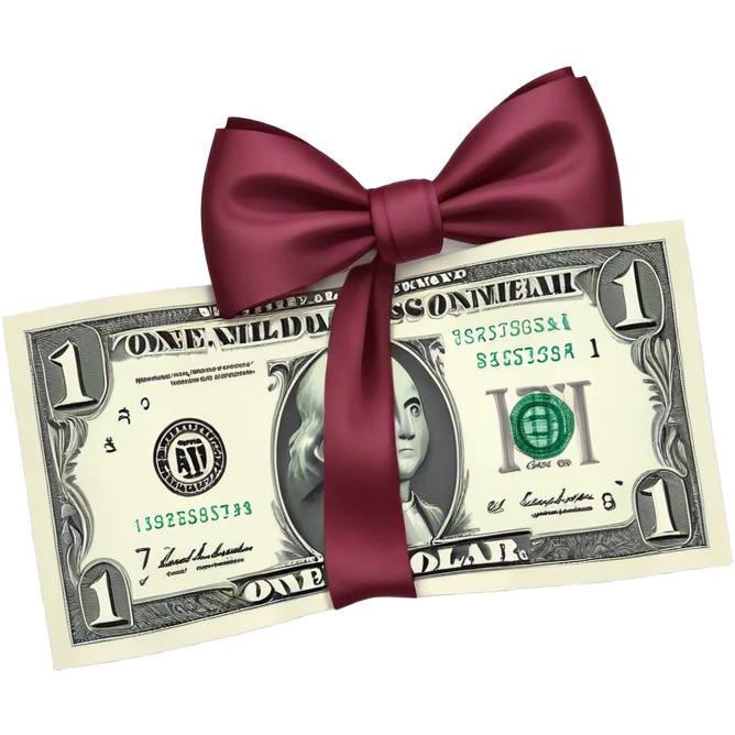 One Dollar with burgundy bow  emoji