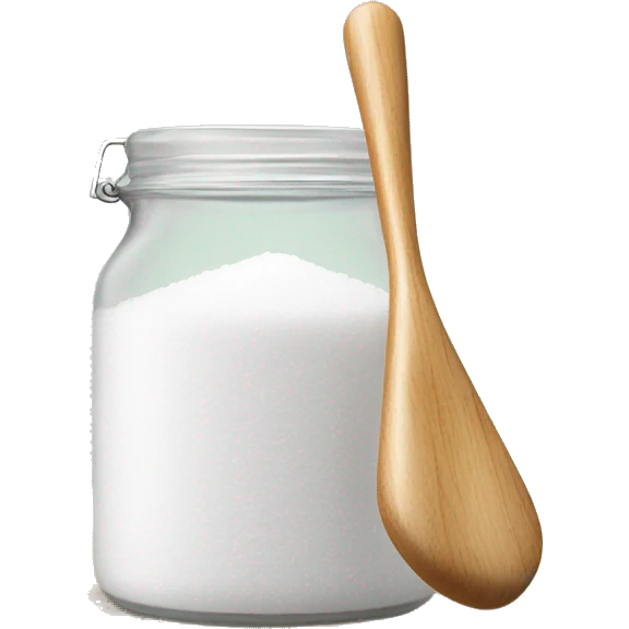 white epsom salt with wooden spoon and jar  emoji