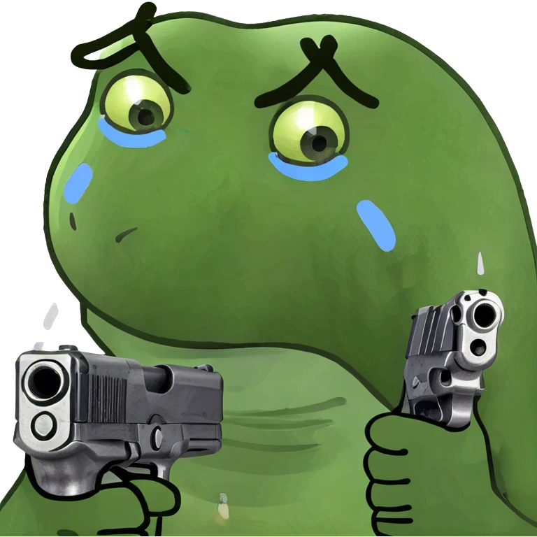 Crying emoji with gun emoji