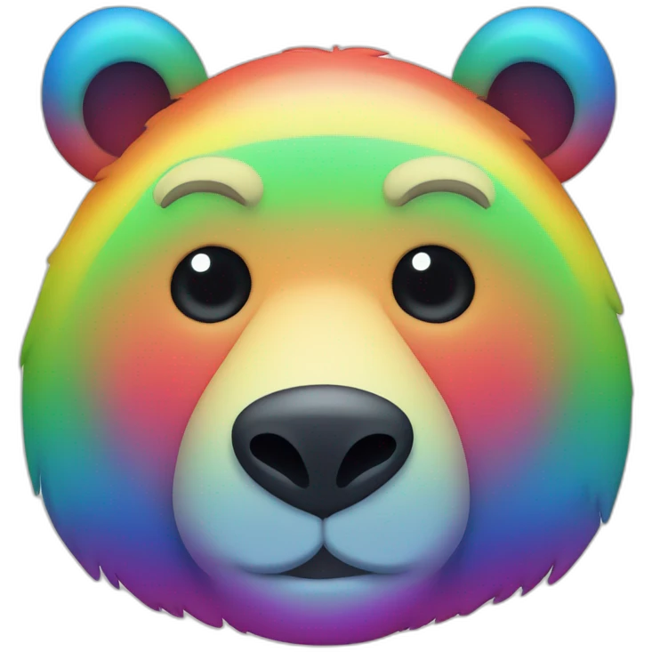 rainbow colored bear face emoji