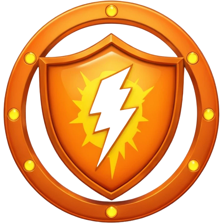 Orange shield with lightning emoji