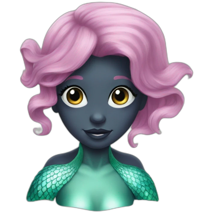 little-mermaid poisson noir girl emoji
