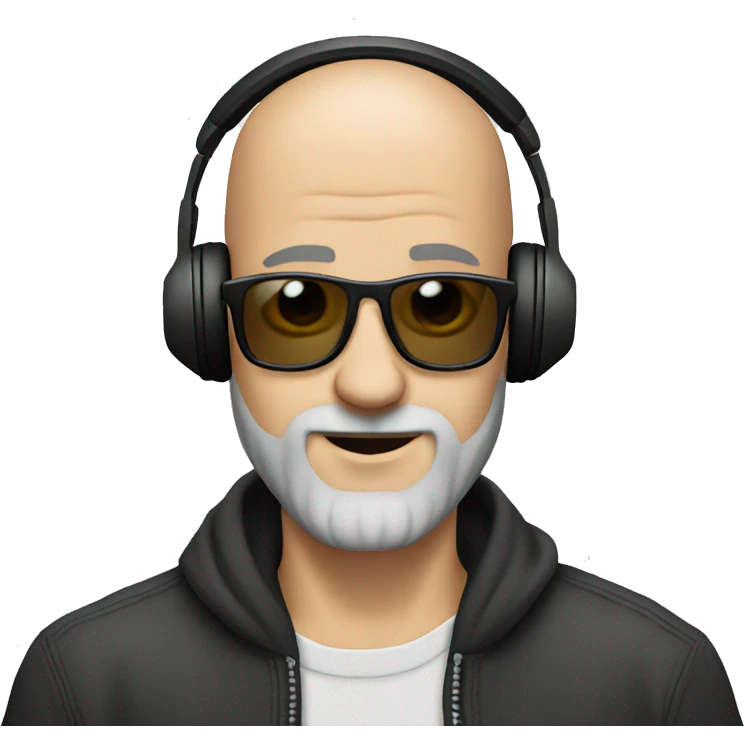 Bald guy with grey beard DJing emoji