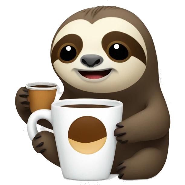Sloth with coffee mug simple clean ios emojis emoji
