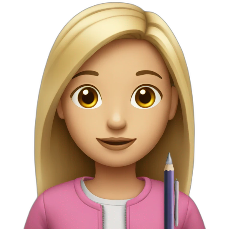 Girl with pen pencil book emoji