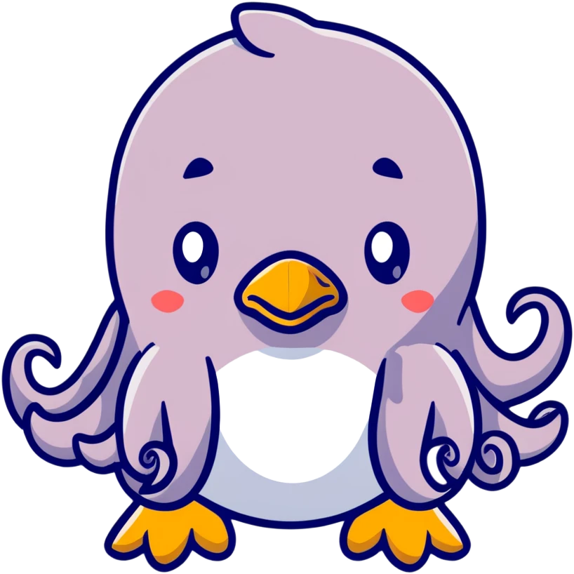 An octopus with penguin body and duck head emoji