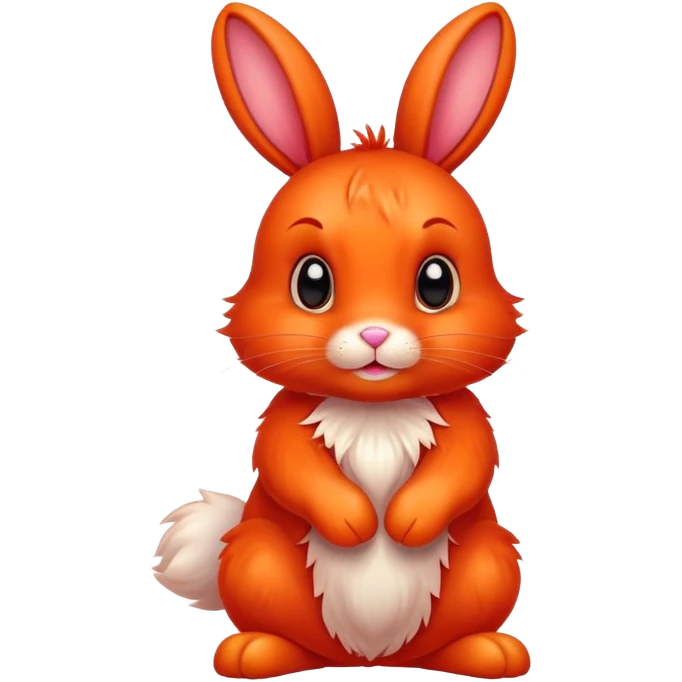 cute red bunny rabbit with fire paws and fiery appearance emoji
