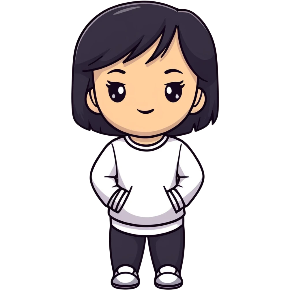 Lightskin young girl with black straight hair and dark eyes emoji