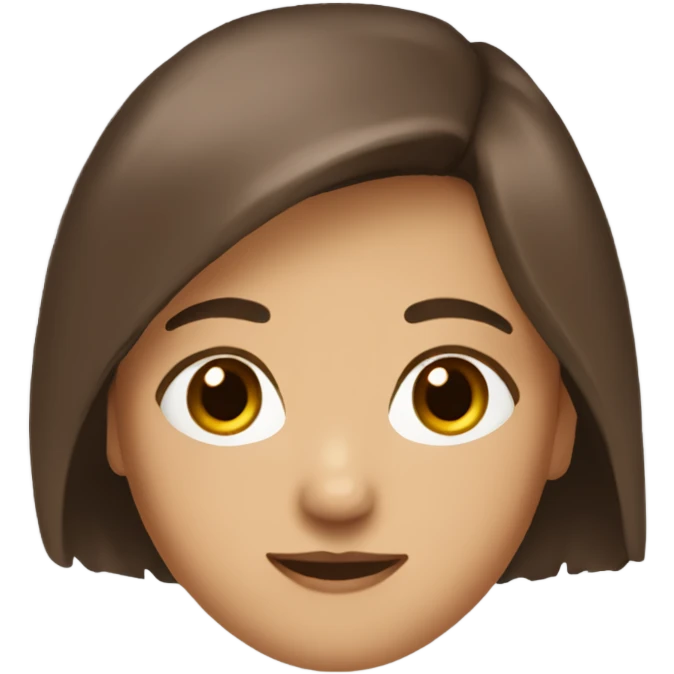 Short, brown-haired girl with brown eyes, freackles and tanish emoji