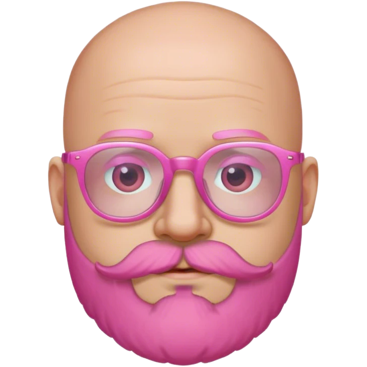Bald guy with pink glasses and beard emoji