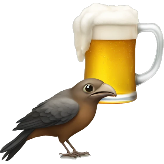 A Bird driking beer emoji