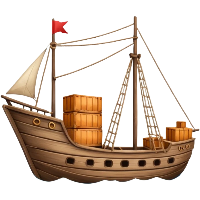 small merchant ship with cargo emoji