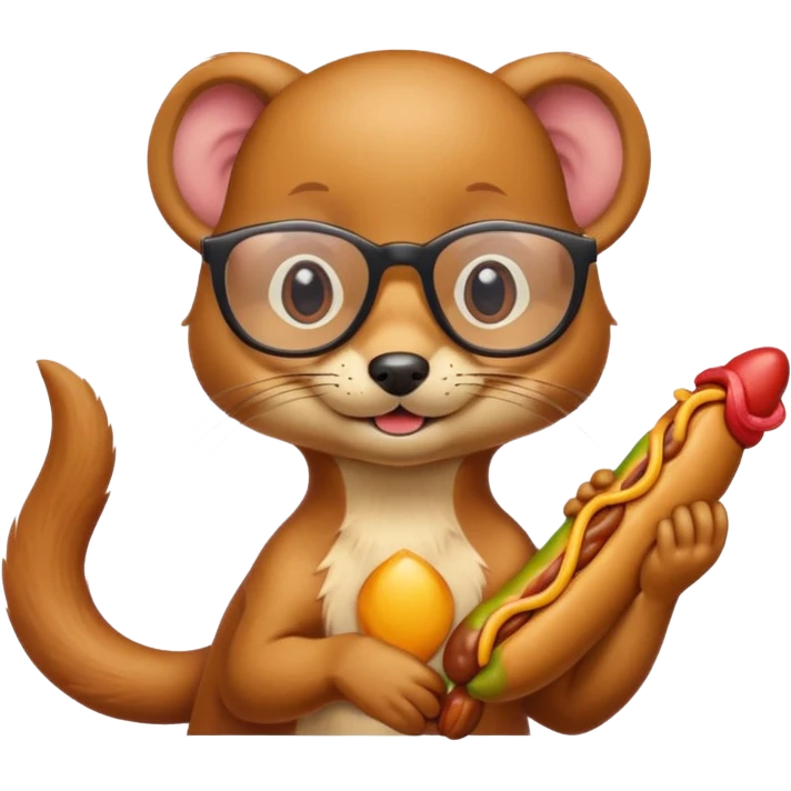 Weasel with glasses and wiener in his hand emoji