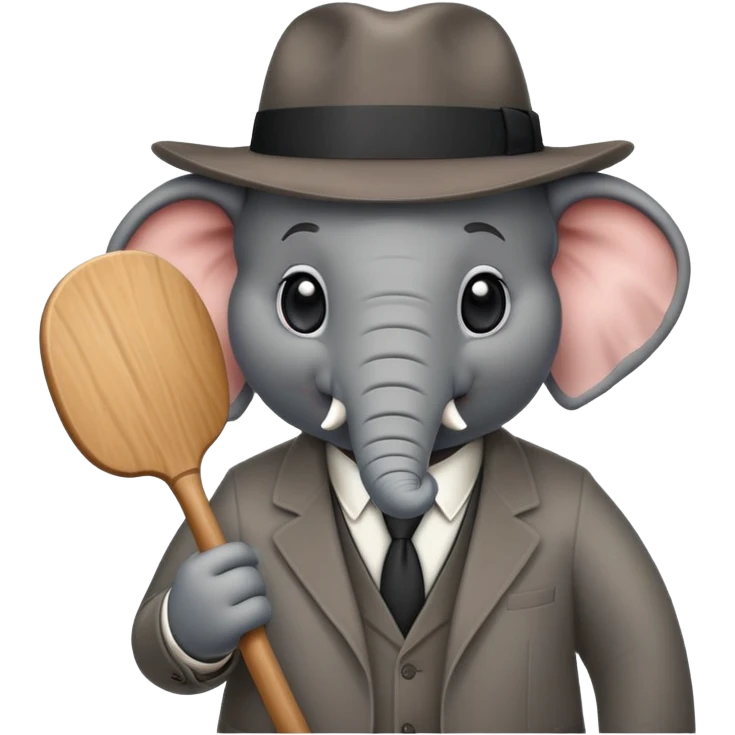 elephant mafia boss with fedora hat holding a paddle emoji