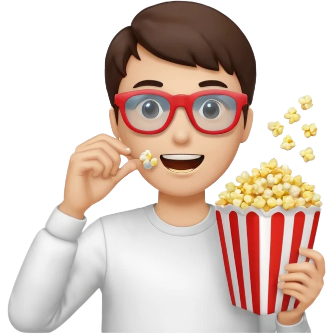 eating popcorn with 3D glasses emoji