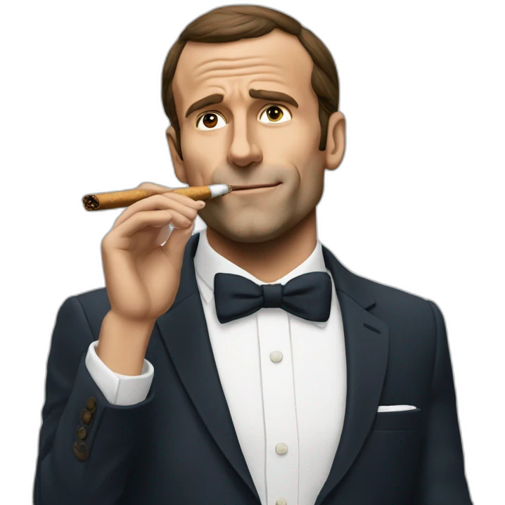 Macron smoking a cigare emoji