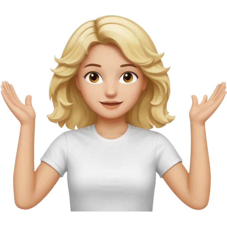 Not guilty hands up smirk girl wavy blonde haie emoji