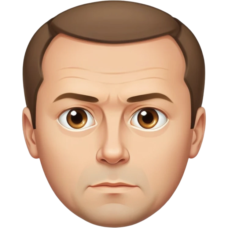 Dmitry Medvedev, round face, bold and simplified iconic facial traits, serious expression, high clarity and polish emoji