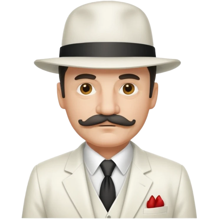 middle aged mobster with white colored suit and hat and mustache emoji