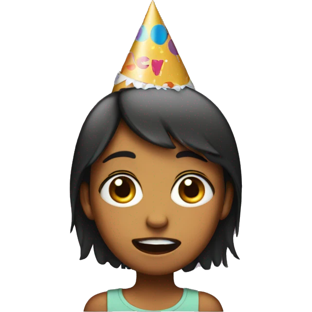 Girl crying with a birthday hat on emoji