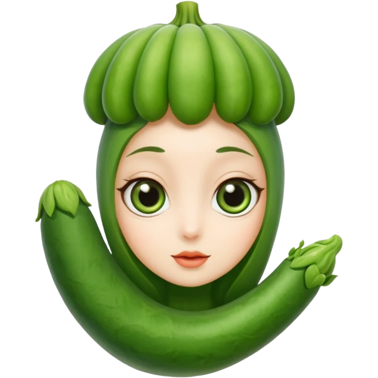 lady finger vegetable keeping the shape normal with big eyes emoji