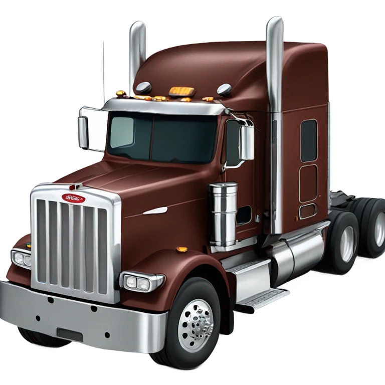 Peterbilt 389 brown cherry with flat top and slash cut exhaust stacks and dual rear tires emoji