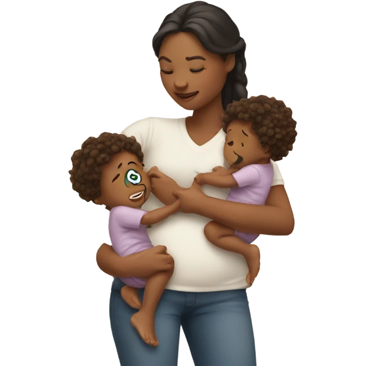 a mom touching her babies back  emoji