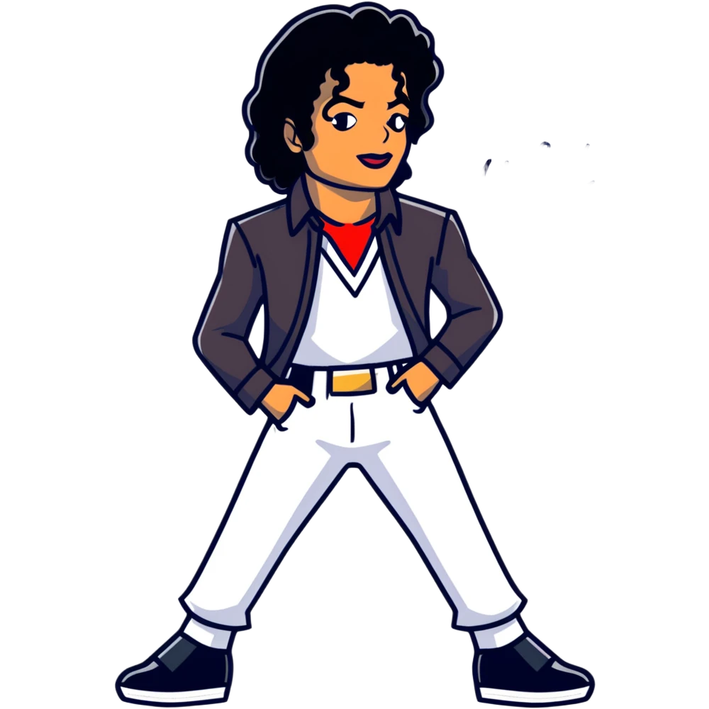 Michael Jackson from waist up with his signature pose emoji
