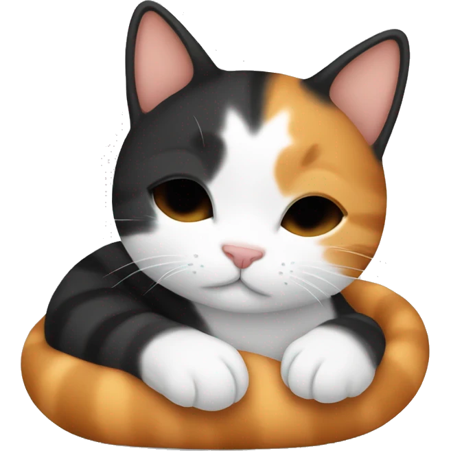 cozy black white and ginger baby cat sleeping emoji