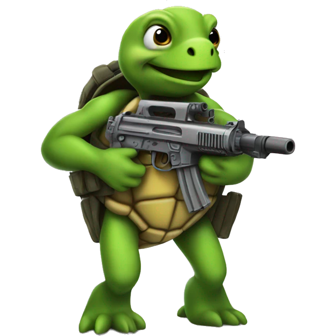 Turtle with a machine gun emoji