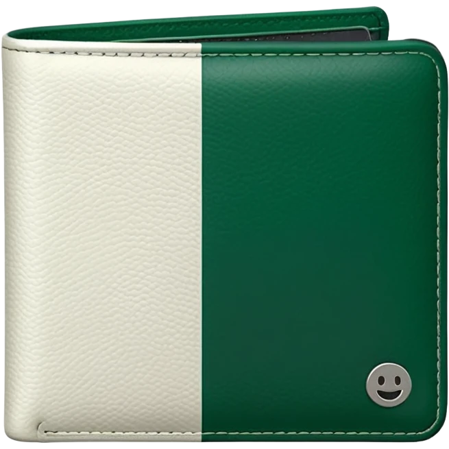 white men's wallet with dark green stripe or clasp, modern minimalist design emoji