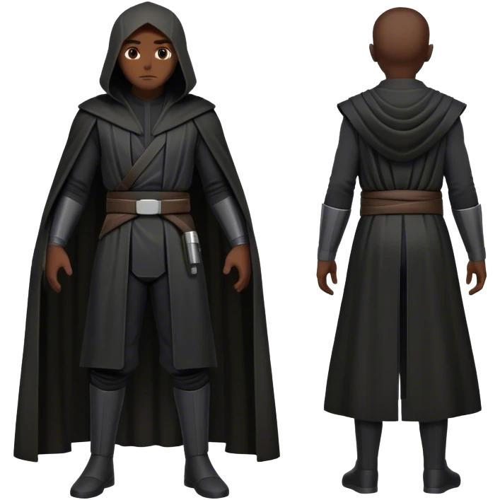 fullbody Black jedi suit front and backview emoji