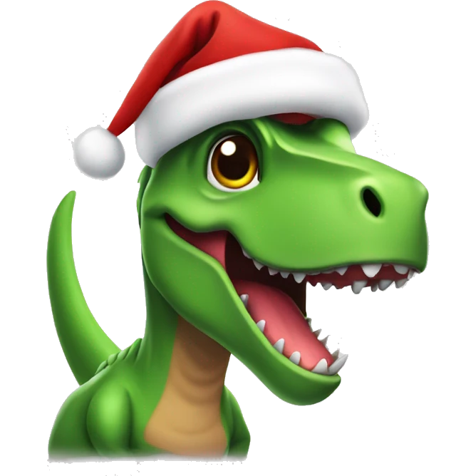 cute trex with santa hat emoji