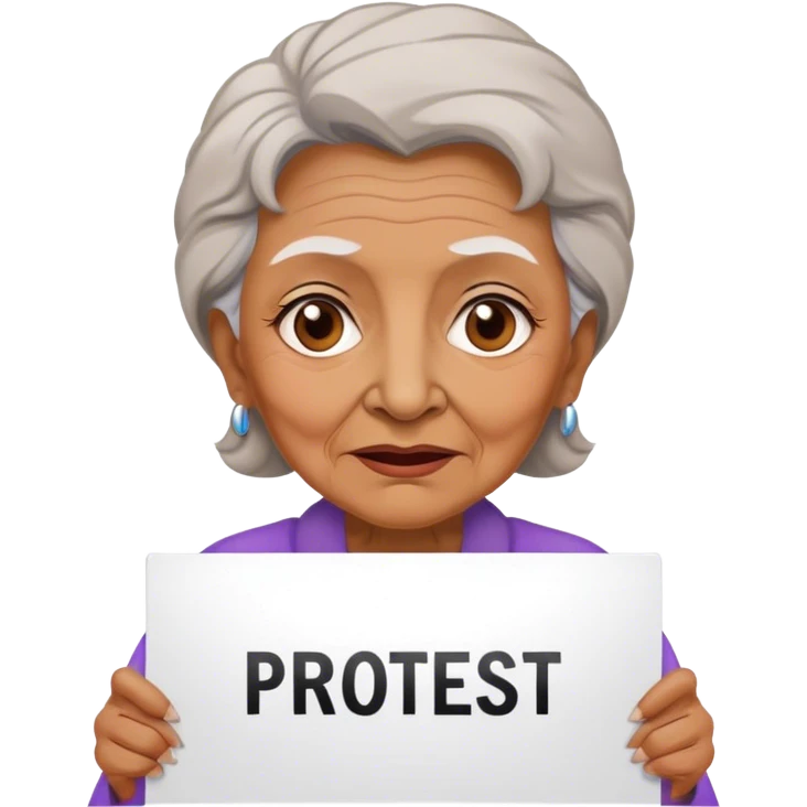 Old woman holding a  protest sign emoji