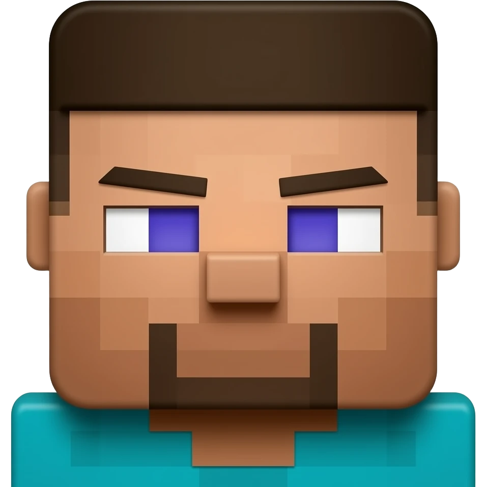 Minimalist Minecraft Steve head emoji