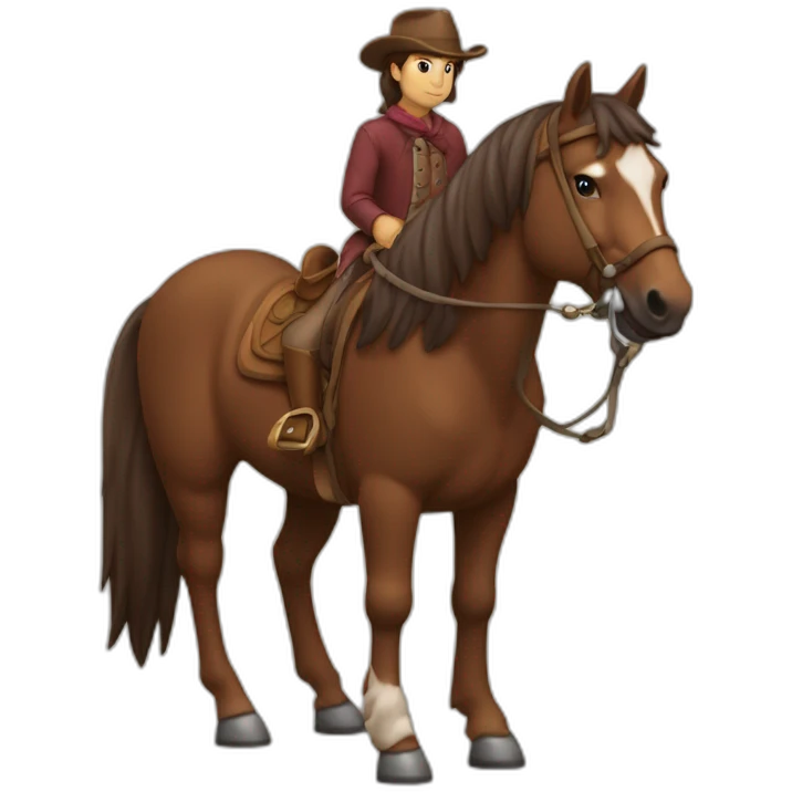 Personnage brun avec un cheval maron  emoji