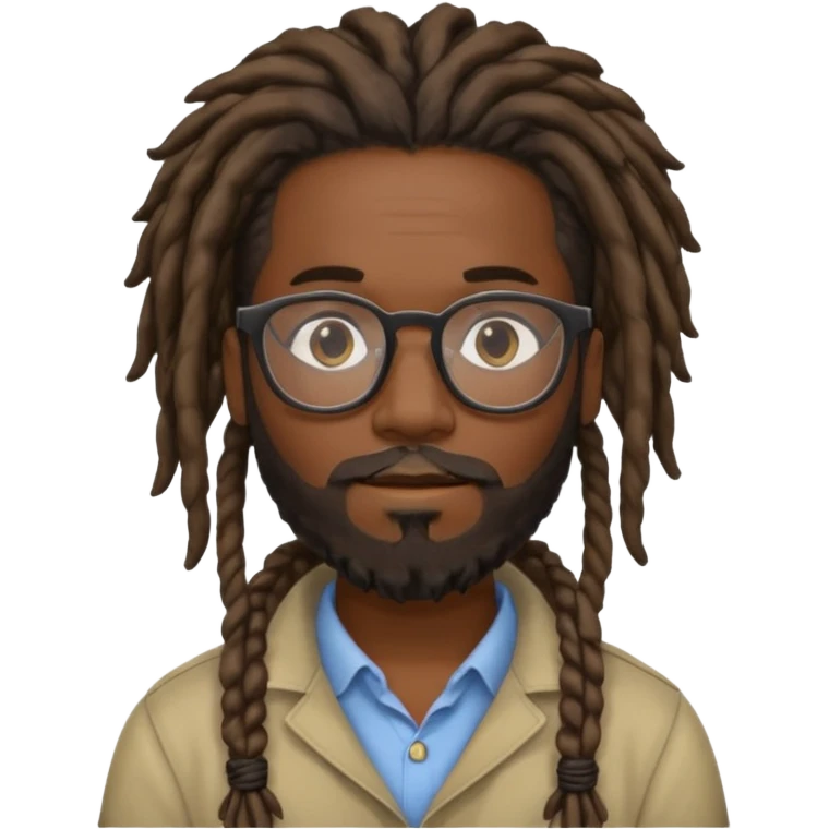 Black guy with dreadlocks and a beard glasses emoji
