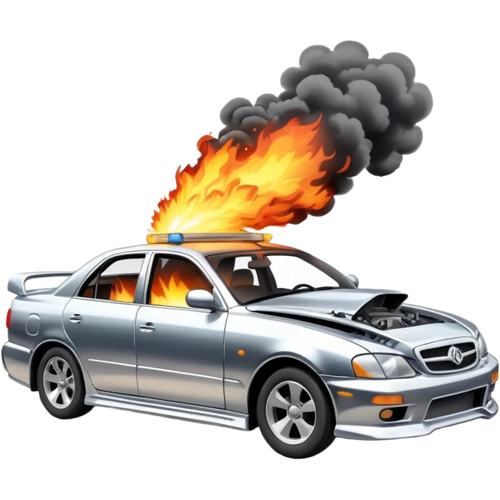 sorayama mclaren car crash fire and smoke explodsion  emoji
