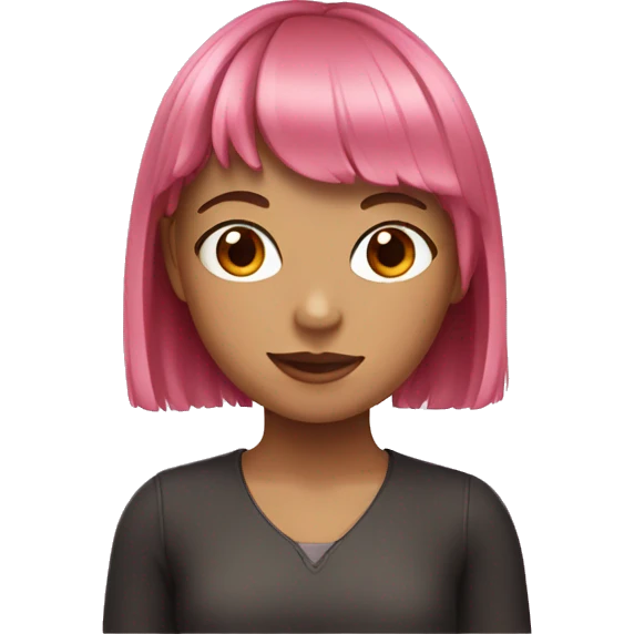 Girl with brown hair, pink bangs with highlights  emoji