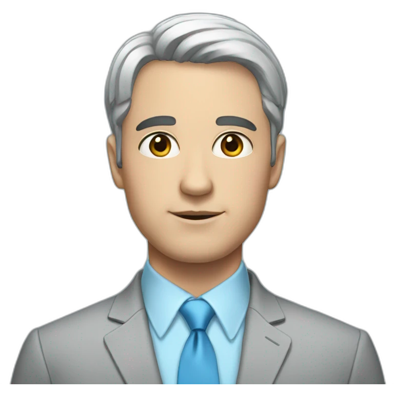 a white man with short black hair wearing a light blue shirt and a pink tie  emoji