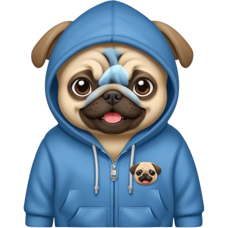pug wearing a hoodie emoji