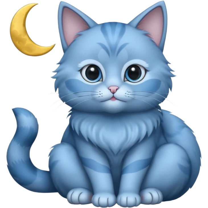 Blue cat holding a moon 🌙🐱 emoji