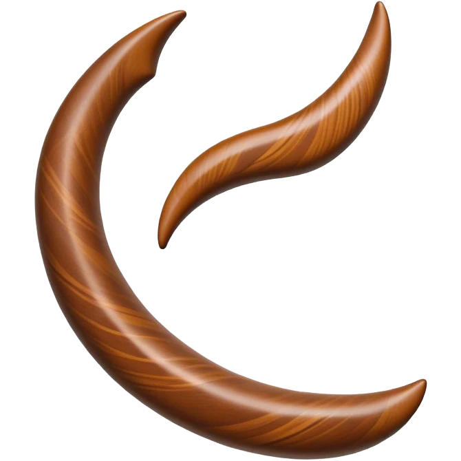 Cinematic Realistic Boomerang Emoji, depicted as a sleek, curved traditional Aboriginal tool rendered with detailed textures and a dynamic sense of motion, symbolizing cultural significance and natural craftsmanship under warm earthy lighting. emoji