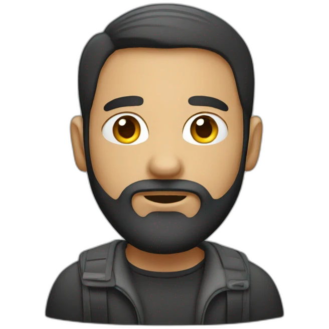 programmer with a little beard and work with MacBook emoji