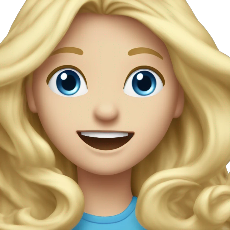 Long blonde haired blue eyed girl jumping excitedly emoji