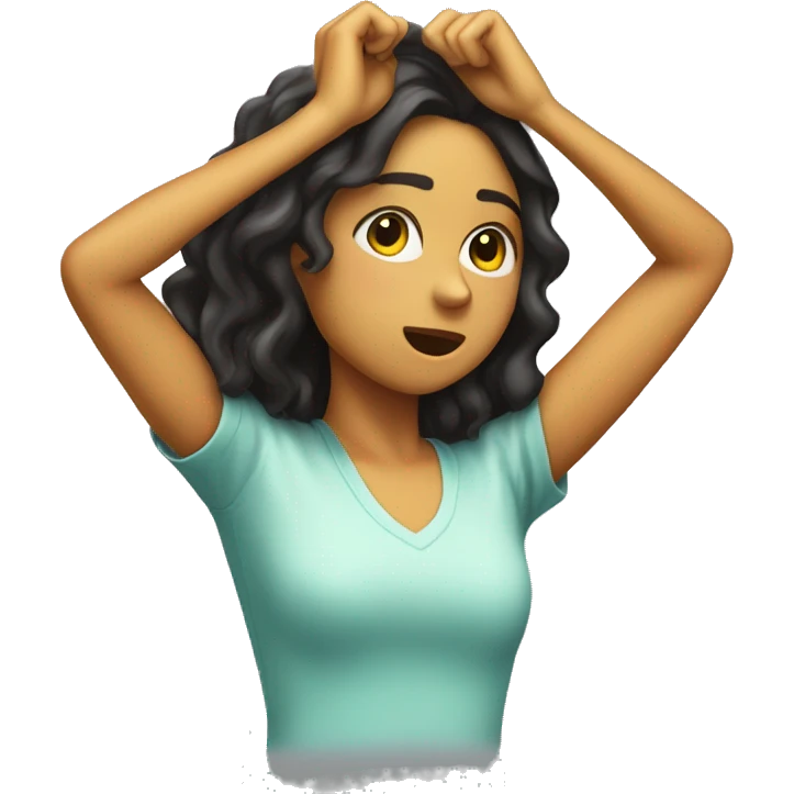 una chica morena haciendo el dab emoji