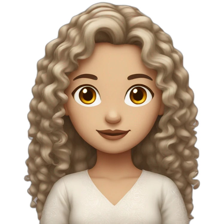 White skin color pakistani girl with curly long hair emoji