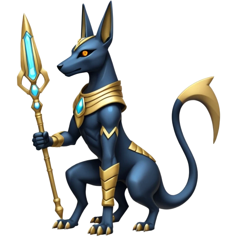 Futuristic Anubis-Vernid-Primagen-Protogen-Fakémon-Pokémon-creature-fusion (full body) emoji