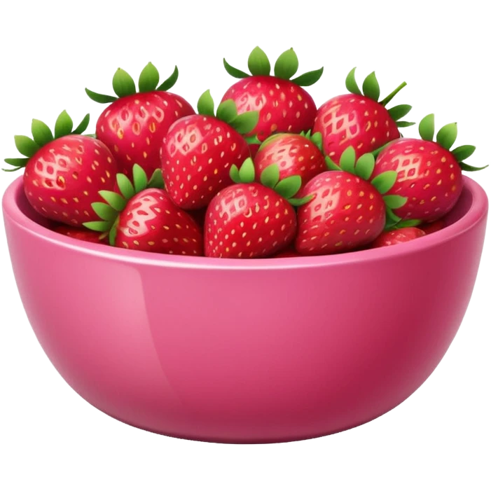 pink bowl filled with strawberries, natural-looking, soft colors, not too saturated emoji