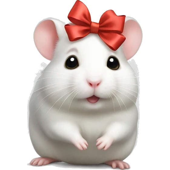 white hamster with bow  emoji